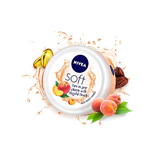 Nivea Soft Playful Peach, Light Moisturizer Cream For Face, Hands And Body, Instant Hydration, Non-Greasy Cream With Vitamin E & Jojoba Oil 200 Ml