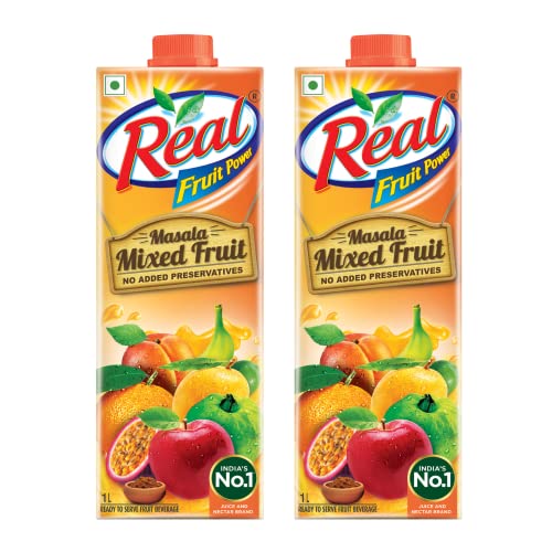 Real Masala Mixed Fruit Juice – 1L (Pack Of 2) | No Added Preservatives, No Artificial Colours & Artificial Flavours | Goodness Of Best Fruits With Chatpata Masala | Daily Dose Of Fruit Nutrition| Tasty, Refreshing & Energizing Fruit Drink