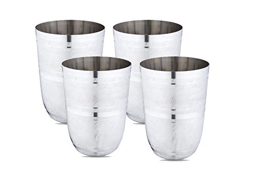 Neelam Stainless Steel 7 18G Diamond Glass New Juicy, 300 Ml, Silver, Set Of 4