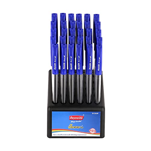 Reynolds Jiffy 30 Ct Blue – Dispenser I Lightweight Gel Pen With Comfortable Grip For Extra Smooth Writing I School And Office Stationery | 0.5Mm Tip Size